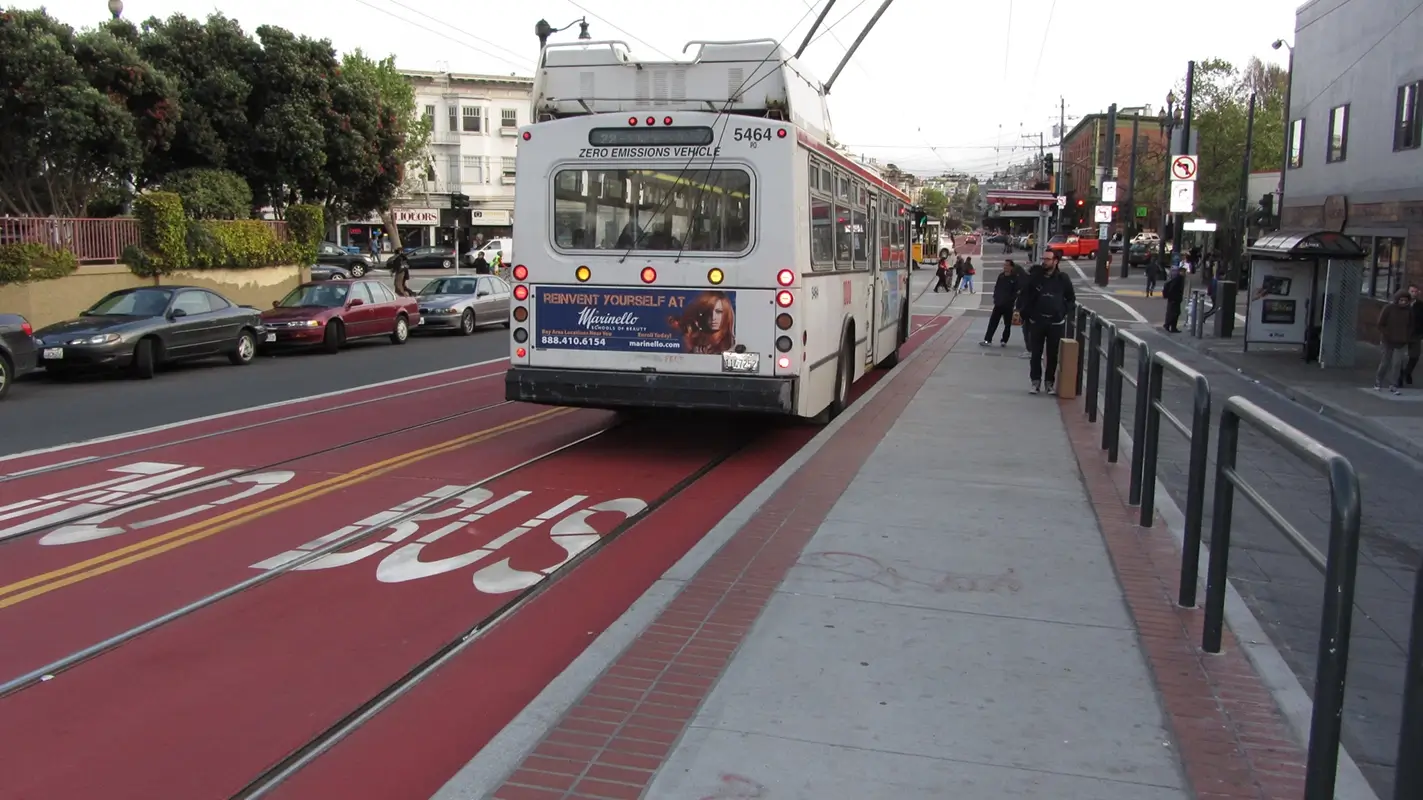 bus lane in SF, California