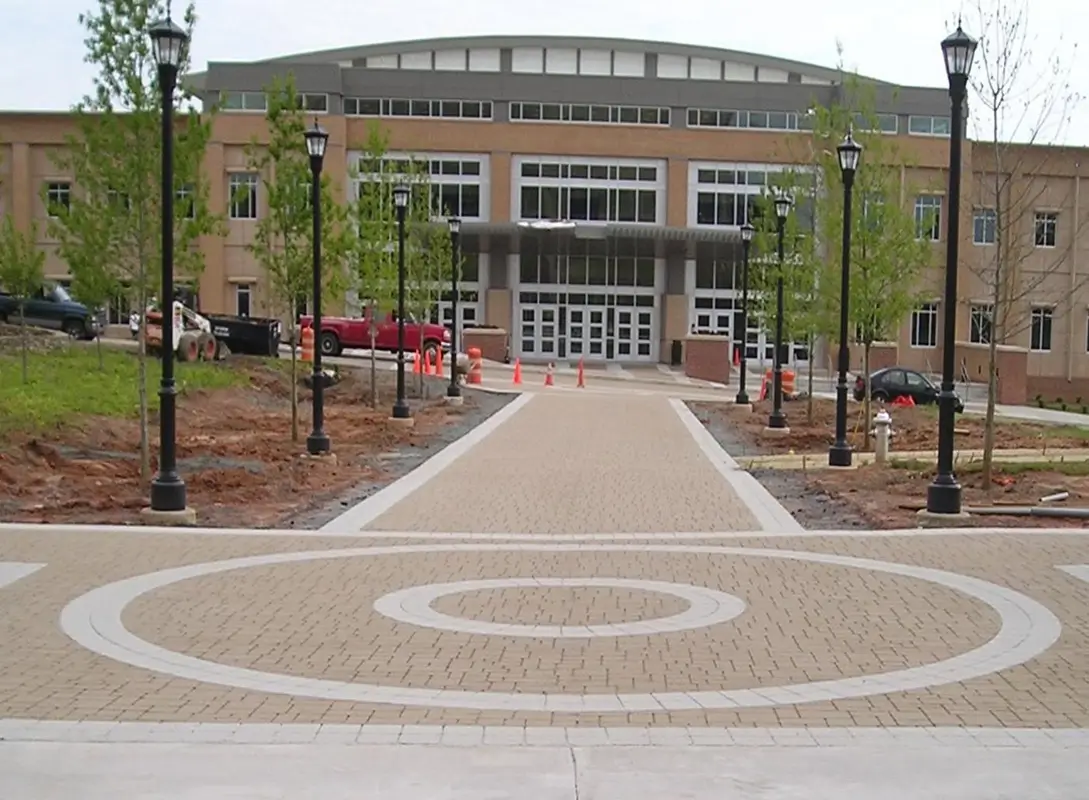 stamped pattern entrance at a univertisty