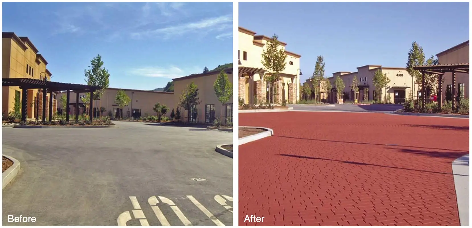 before and after asphalt stamping