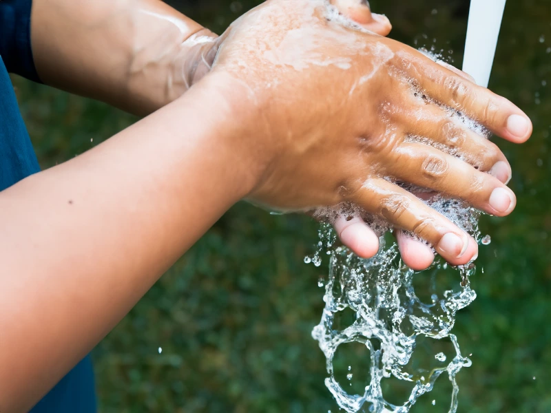 washing hands easily with water and soap