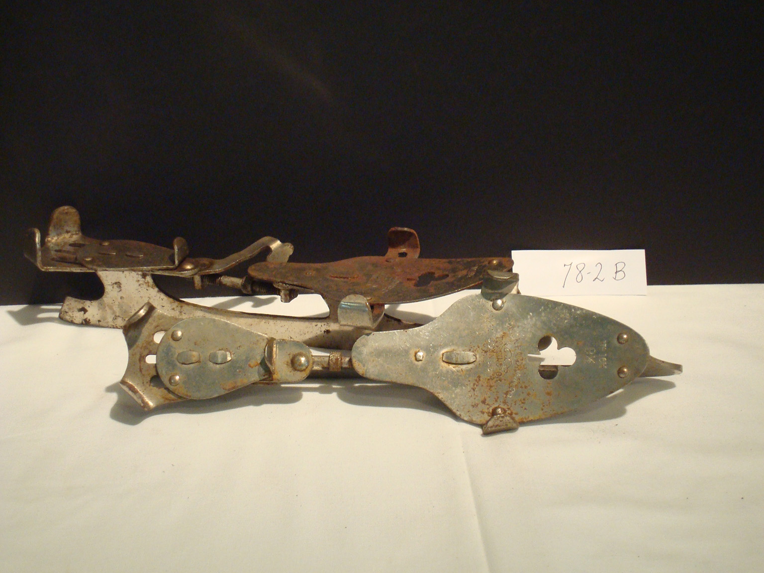 Pair of vintage ice skates from Monterey, Massachusetts, reflecting recreational life and winter traditions in the region’s past.