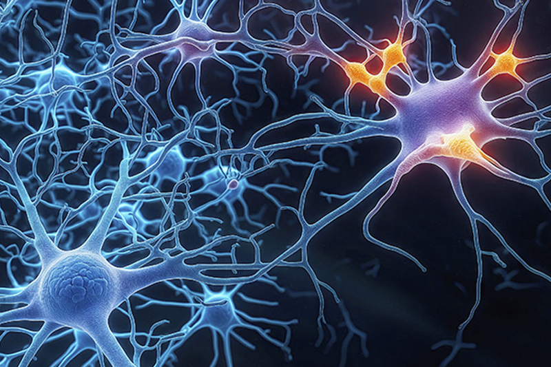 Student works at a computer and looks toward 3d printer.