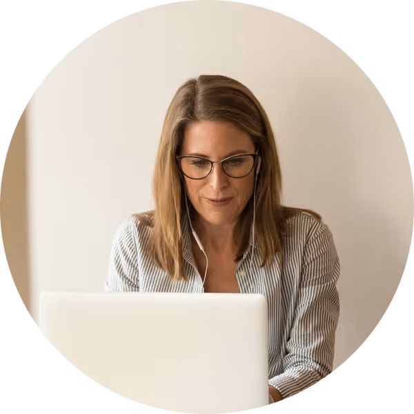 Middle-aged women working on computer