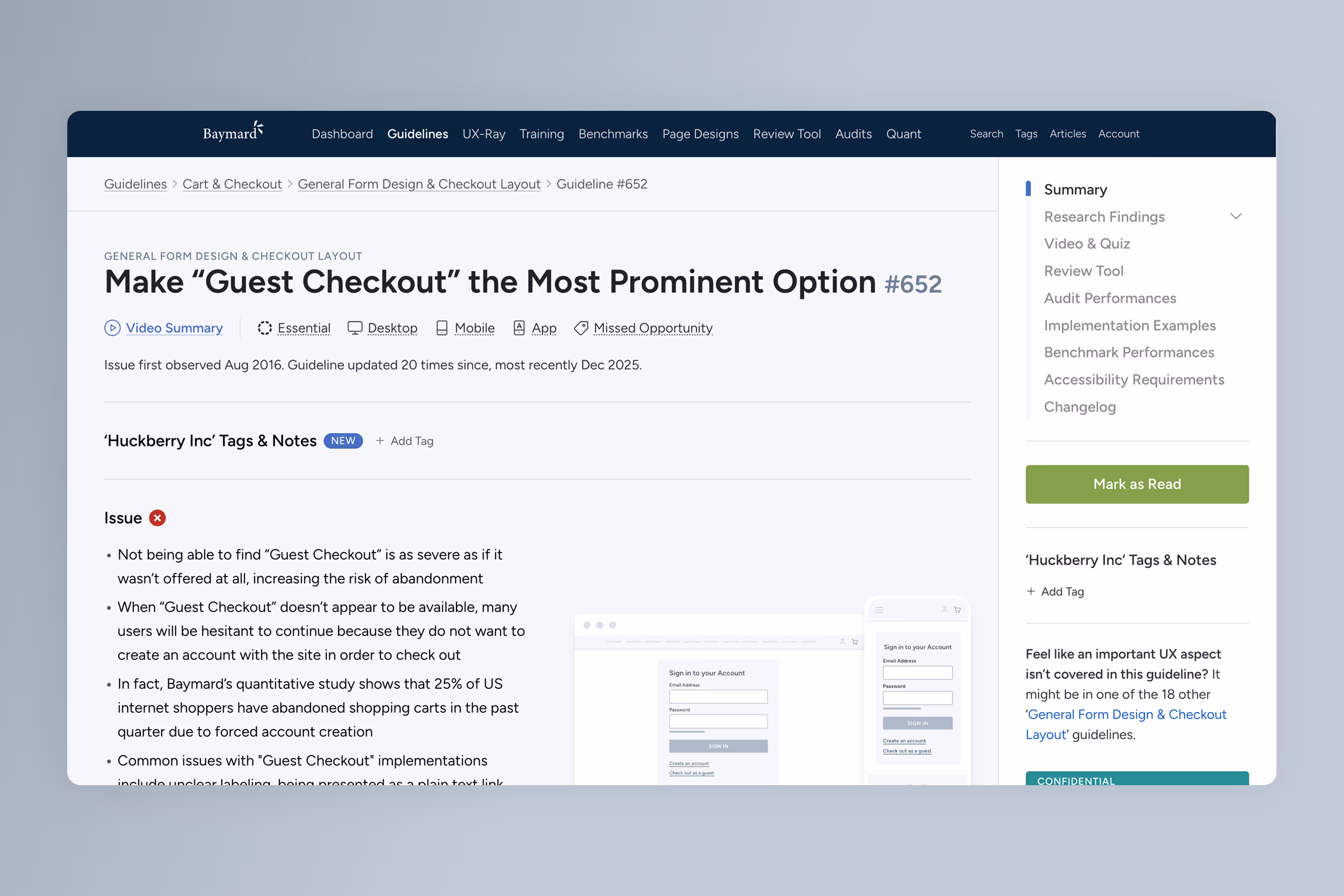 Baymard checkout research example