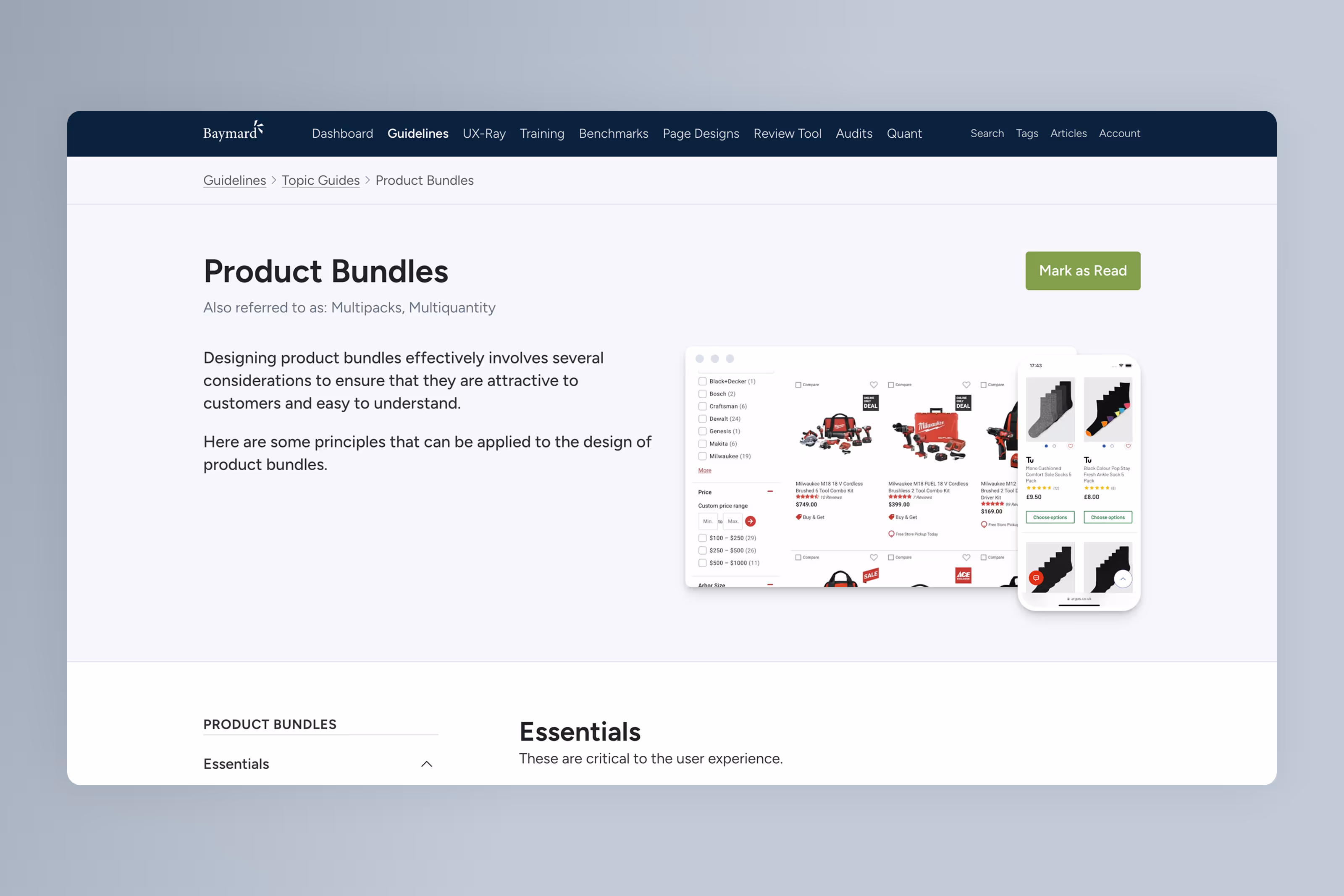Baymard bundle research example