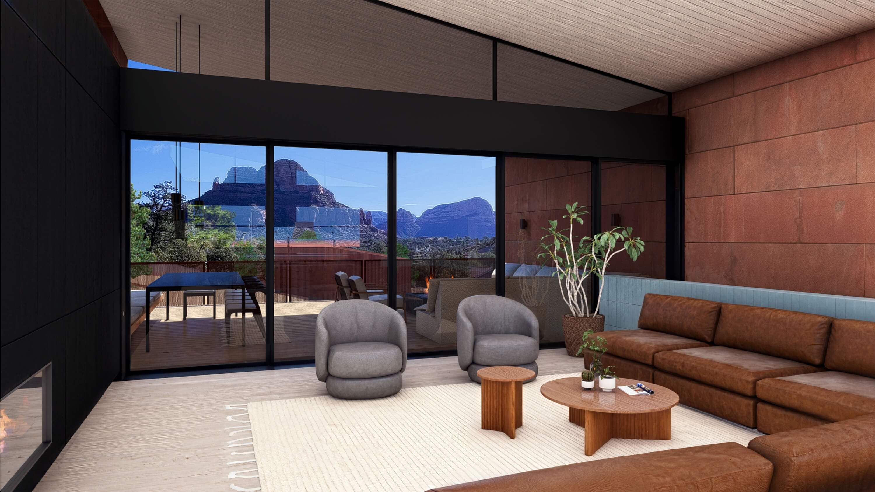 Living room of Fox, a short term rental designed by The Ranch Mine, in Sedona, AZ