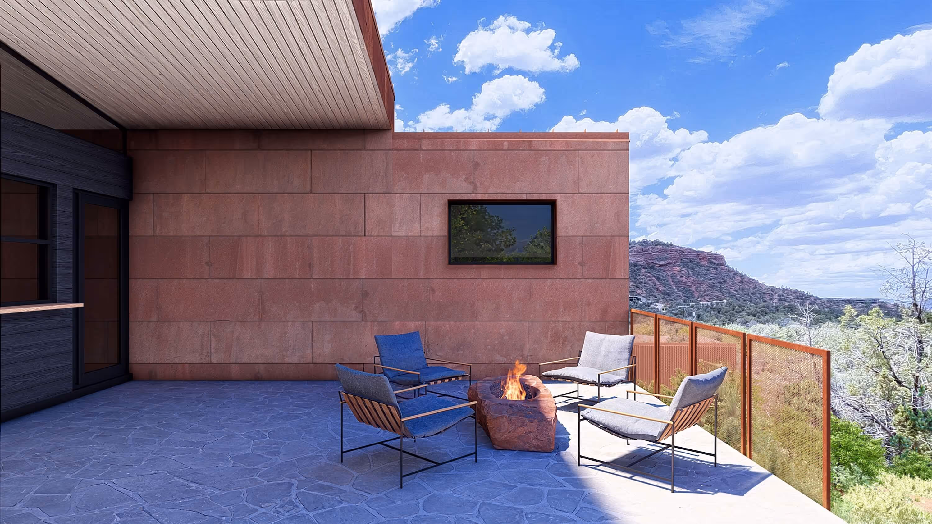 Porch of Fox, a short term rental designed by The Ranch Mine, in Sedona, AZ