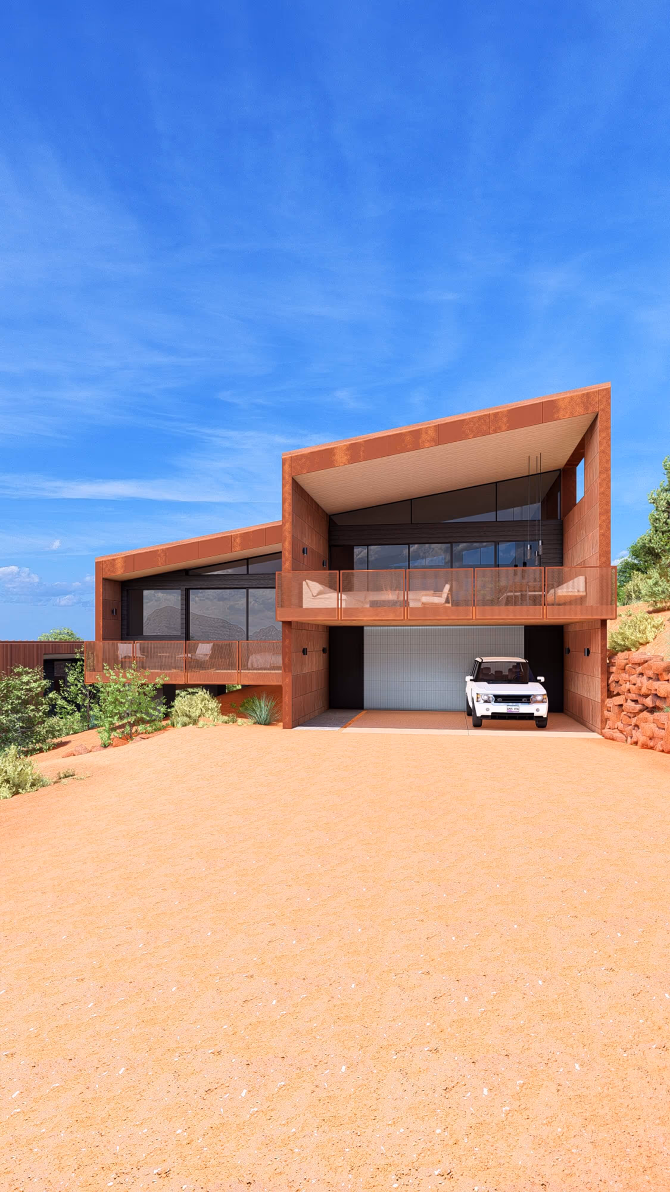 Front of Fox, a short term rental designed by The Ranch Mine, in Sedona, AZ