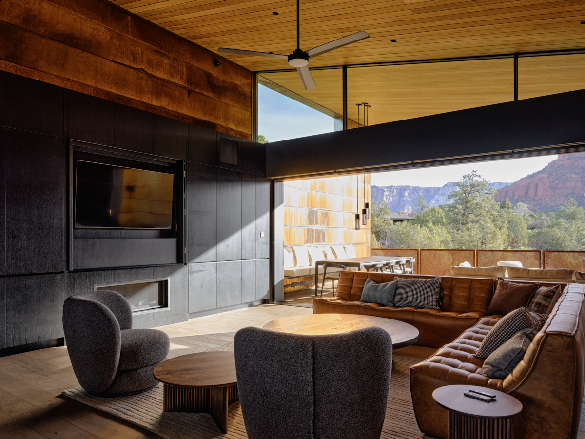 great room at Fox a modern rental home in Sedona