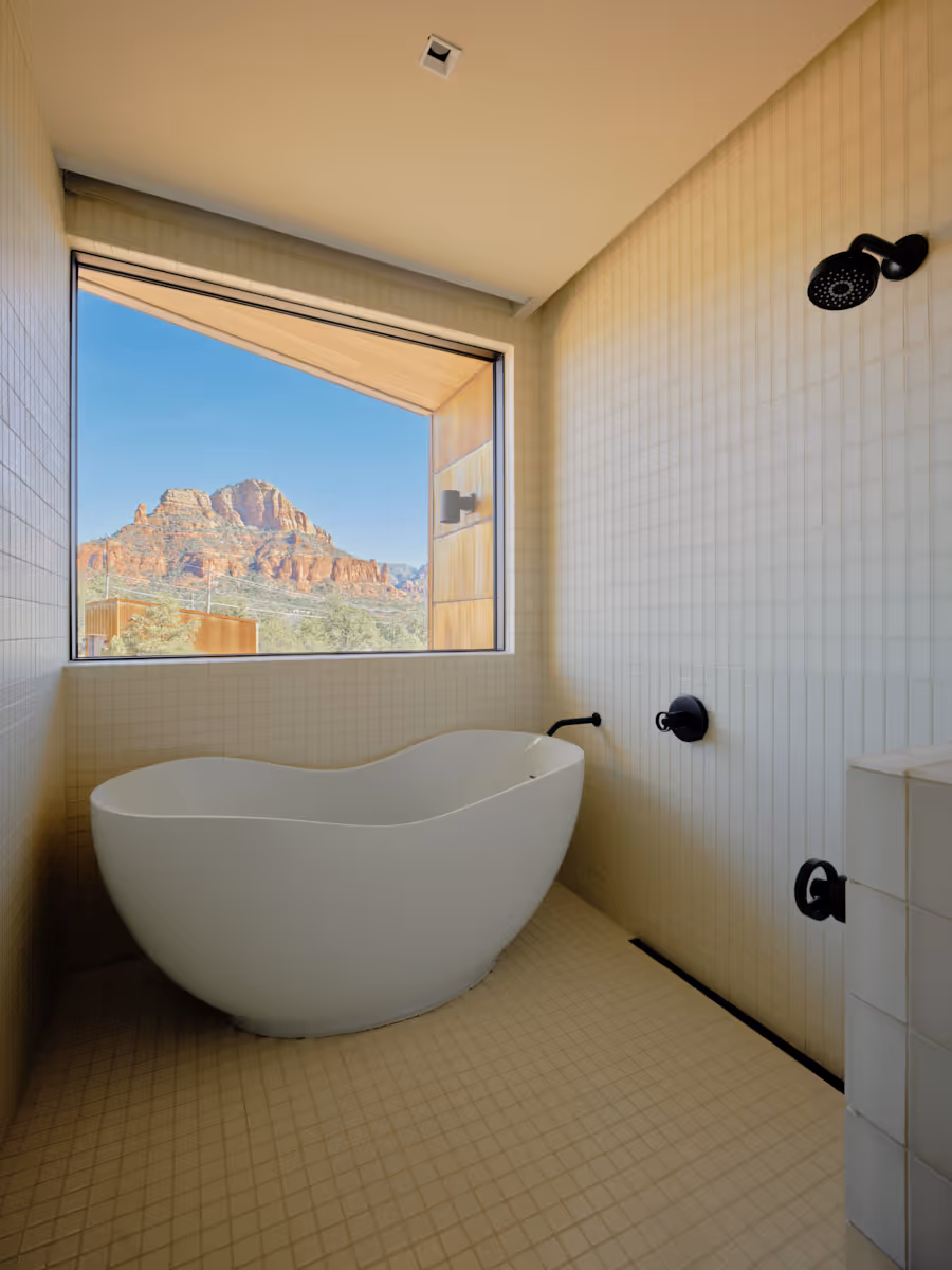bedroom at Fox a modern rental home in Sedona