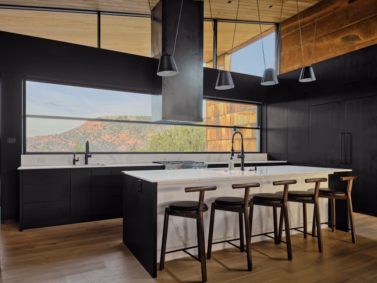 kitchen at Fox a modern rental home in Sedona