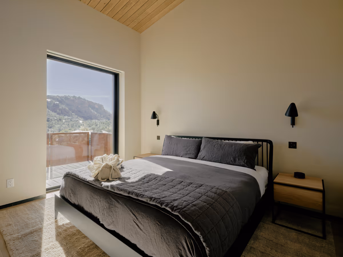 bedroom at Fox a modern rental home in Sedona