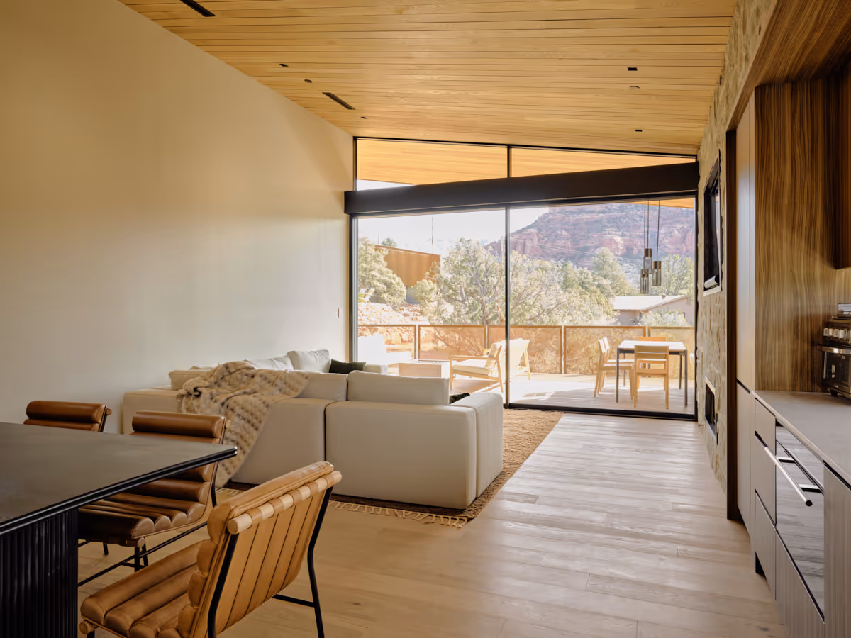 great room at Kit a modern home rental in Sedona