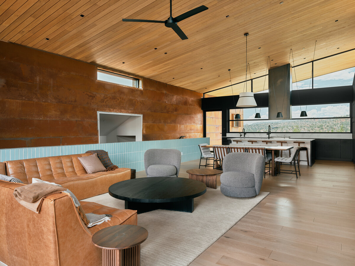 great room at Fox a modern rental home in Sedona