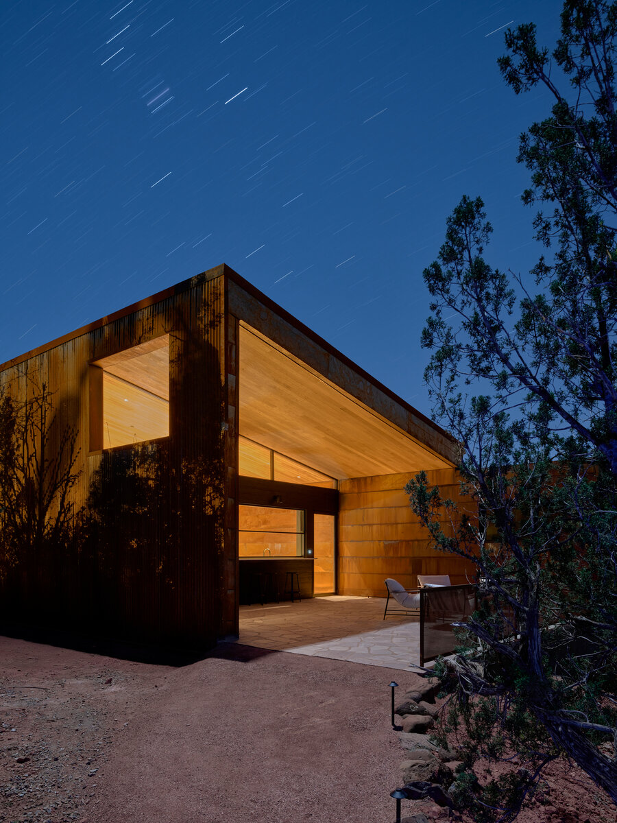 back patio at Fox a modern rental home in Sedona