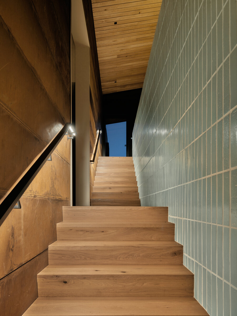stairway at Fox a modern rental home in Sedona