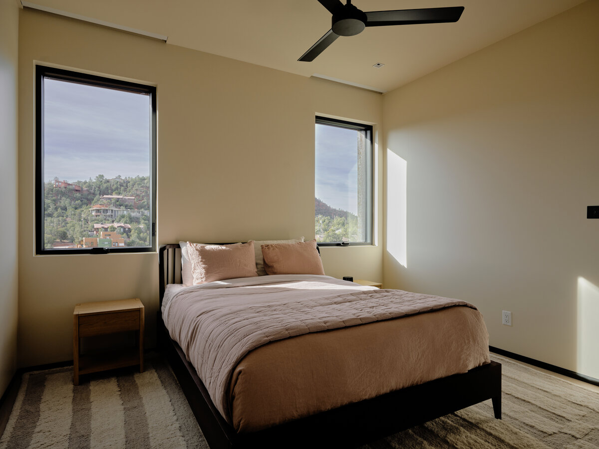bedroom at Fox a modern rental home in Sedona