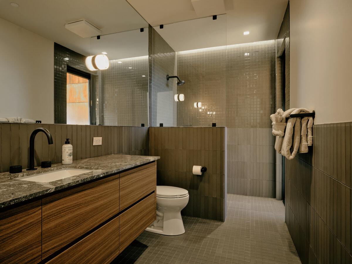bathroom at Fox a modern rental home in Sedona