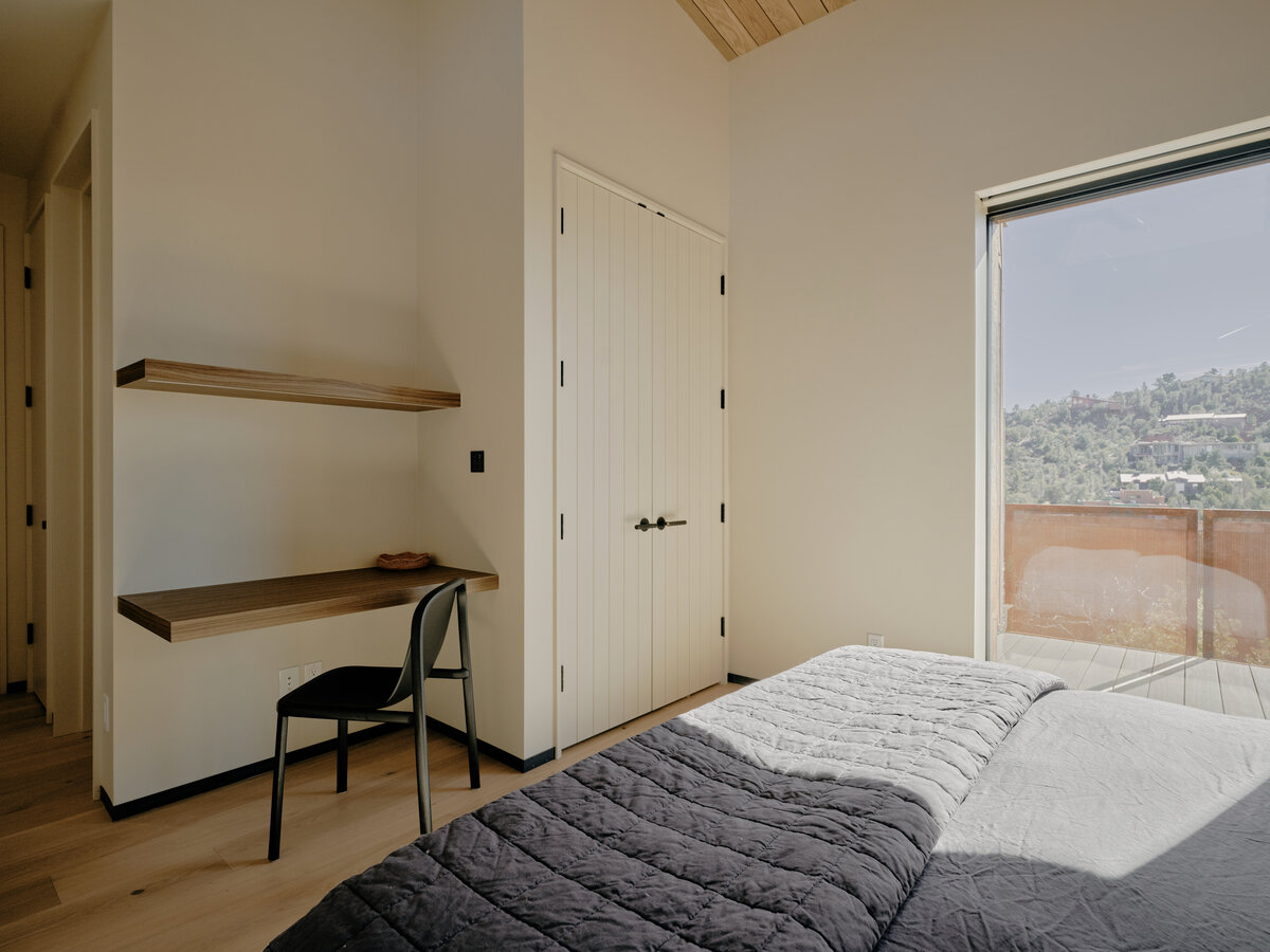 bedroom at Fox a modern rental home in Sedona