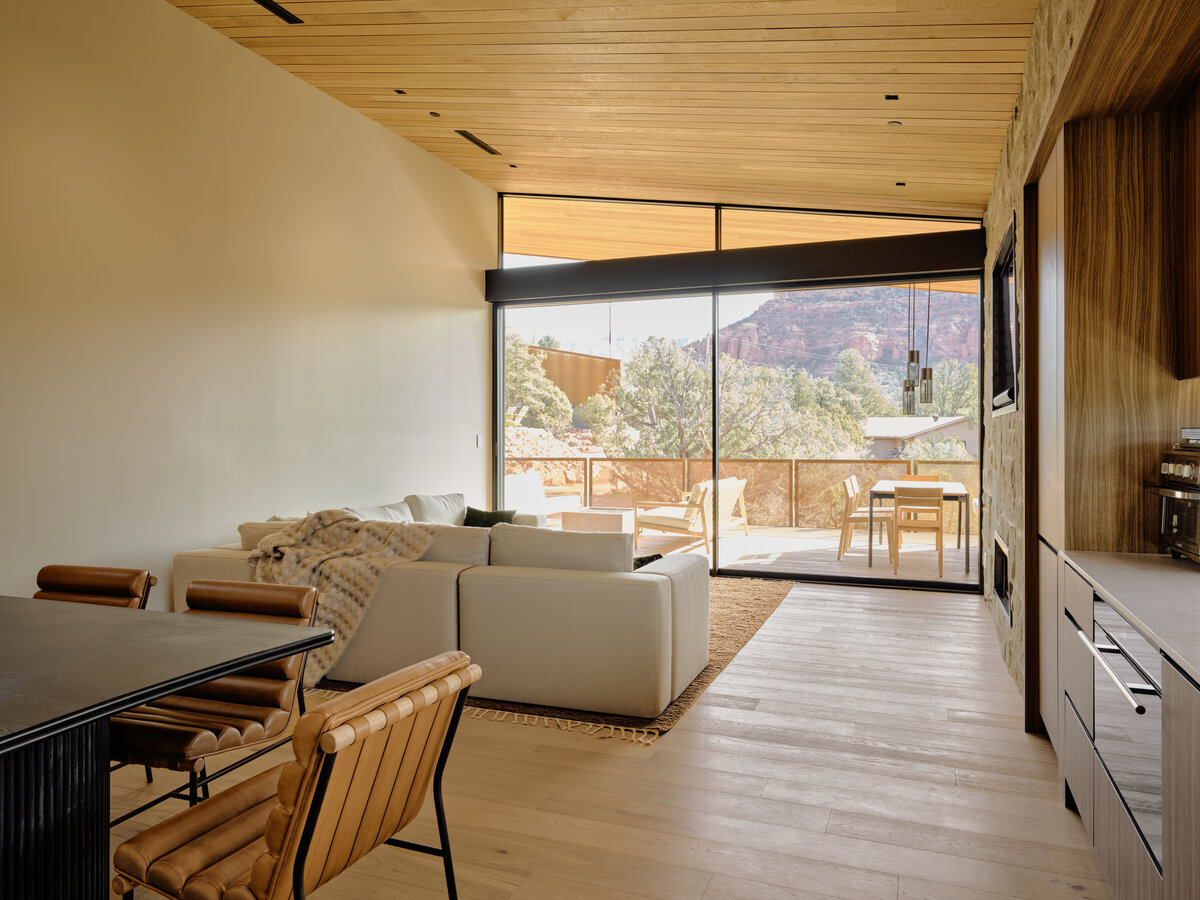 great room at Kit a modern home rental in Sedona