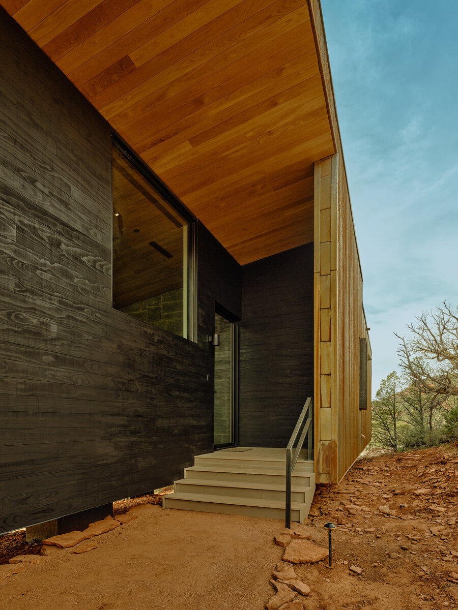 entry at Kit a modern rental home in Sedona
