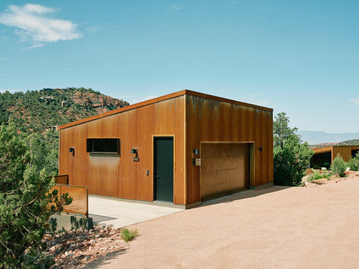 garage at Kit a modern home rental in Sedona