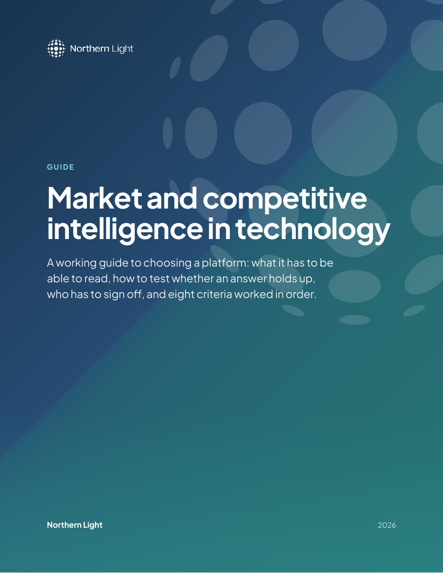 Cover of the Northern Light buyer's guide to market and competitive intelligence in technology