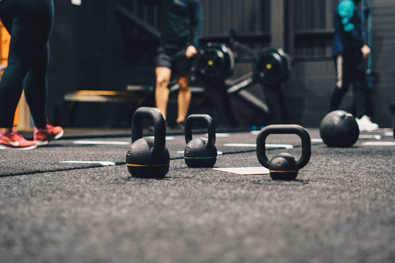Weights on a gym floor