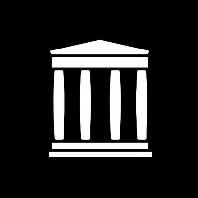 Internet Archive logo: A white library facade icon on a black background.