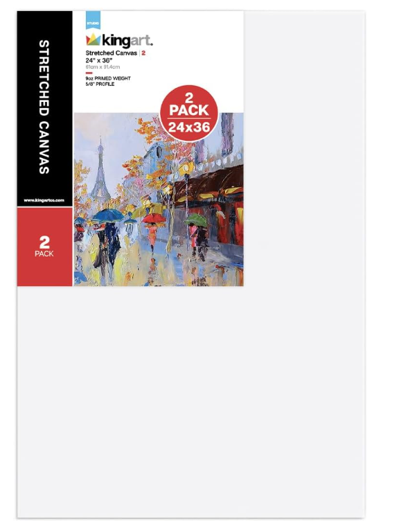 24" x 36" Stretched Artists Canvas, Pack of 2