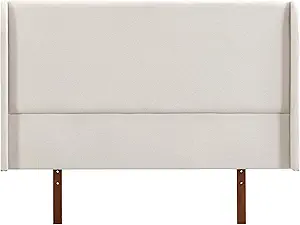 GDFStudio Ceyety King Size Wingback High Headboard, Upholstered Linen Fabric Headboard, Bamboo Wood, Easy Assembly, 48''H, Tan