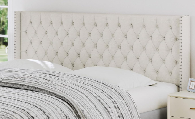 King Size Headboard Only, Wingback Wall Mount Headboard King Size for Adjustable Bed Featuring High-Density Sponge Padding, Luxury Texture Easy Assembly Comfort and Style, Linen