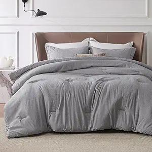Bedsure King Size Comforter Set - Dark Grey King Comforter Set, Soft Bedding for All Seasons, Cationic Dyed Bedding Set, 3 Pieces, 1 Comforter (104"x90") and 2 Pillow Shams (20"x36"+2")