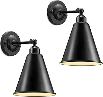 SLYYMY Vintage Wall Sconces, Modern Black Wall Sconce Lighting, Wall Sconces Set of Two, 240 Degree Adjustable Antique Arm Swing Wall Lamp for Bedroom Bathroom Hallway Porch 2PACK