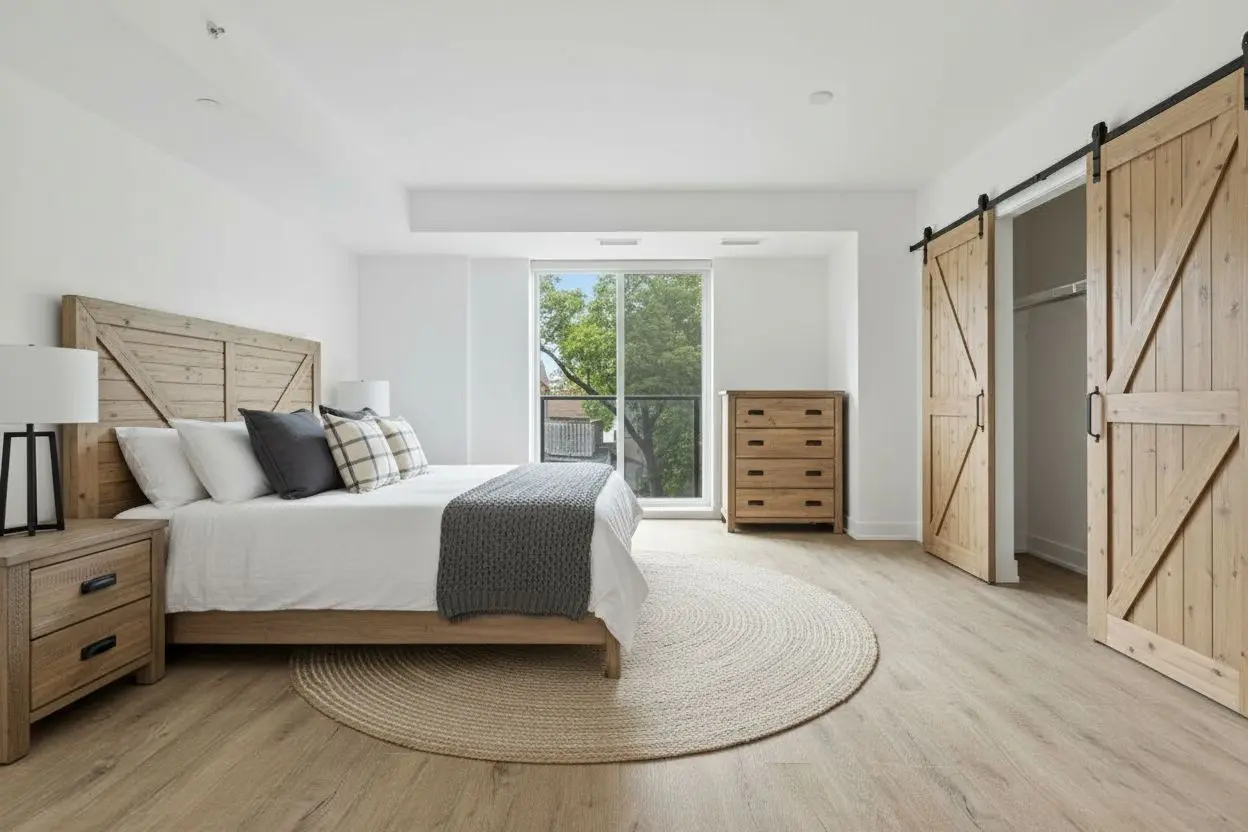 HomeDesigns AI - Modern Farmhouse Bedroom
