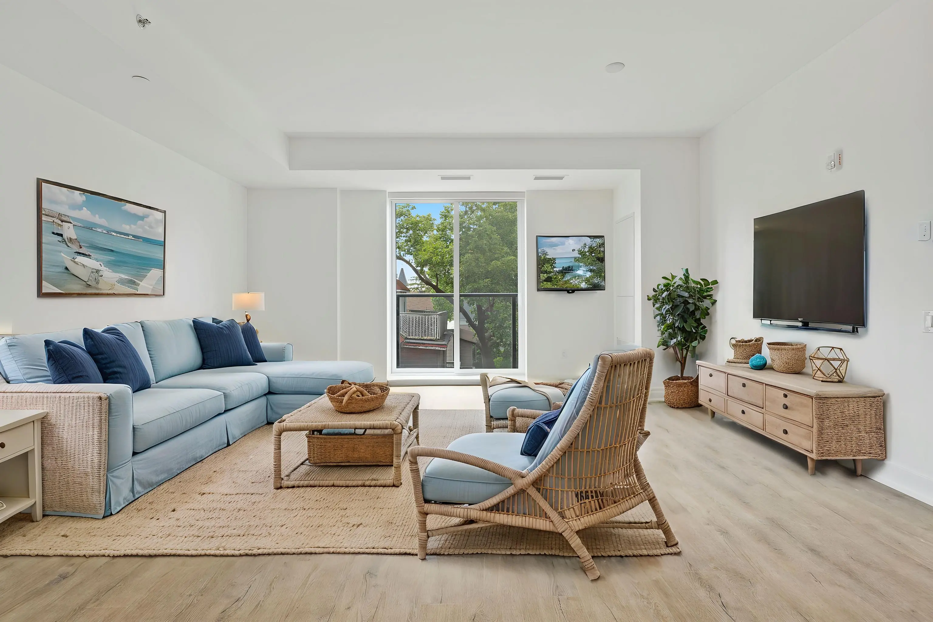 Virtual Staging AI - Modern Coastal Livingroom