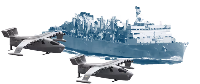 charging points render with viceroys flying alongside a boat