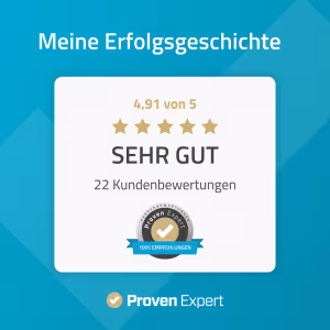 Auszeichnung der Horoba Vermögensmanufaktur mit 4,91 von 5 Sternen bei ProvenExpert – basierend auf 22 Kundenbewertungen.