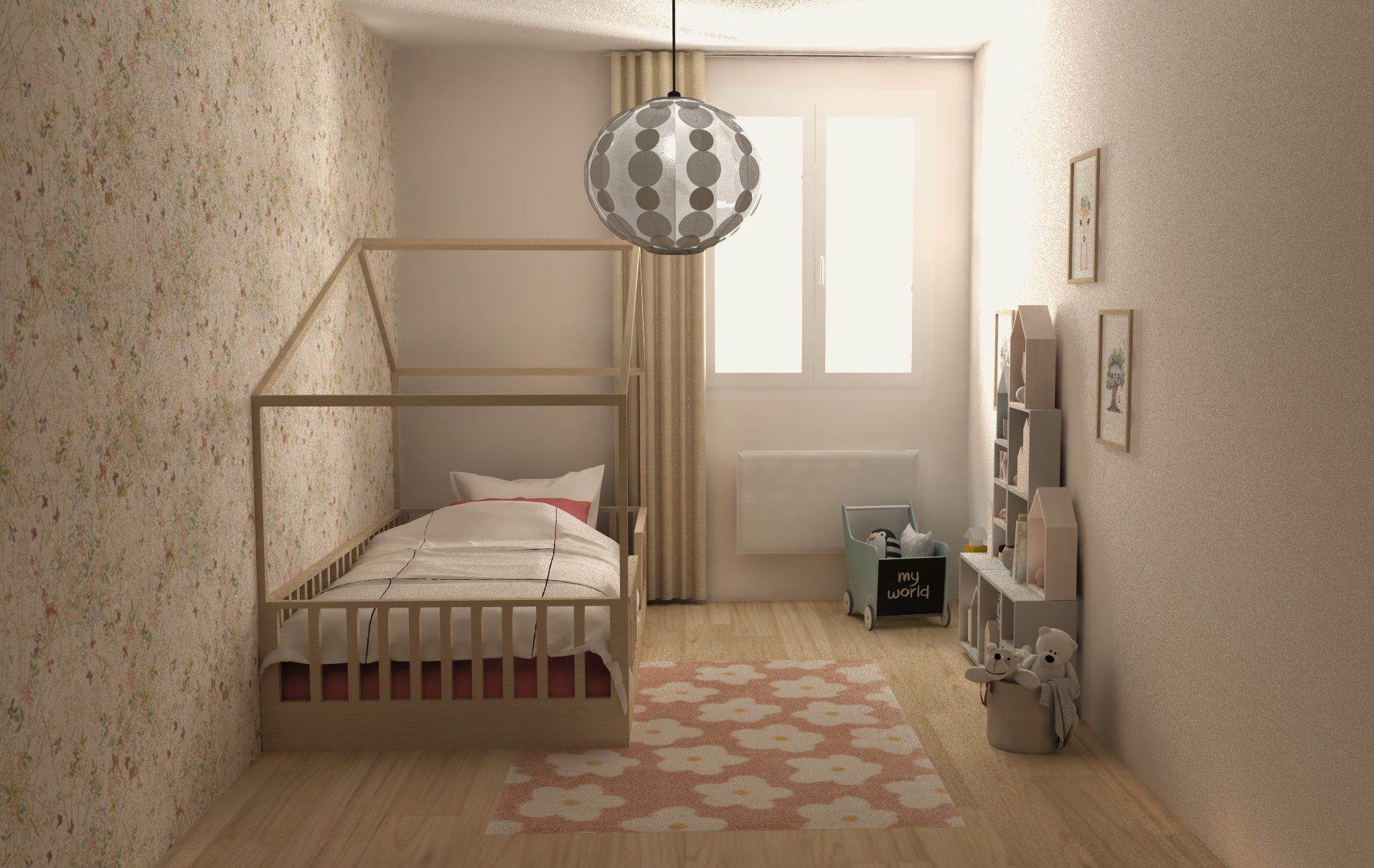 Vue 3 D photo réaliste chambre petite fille