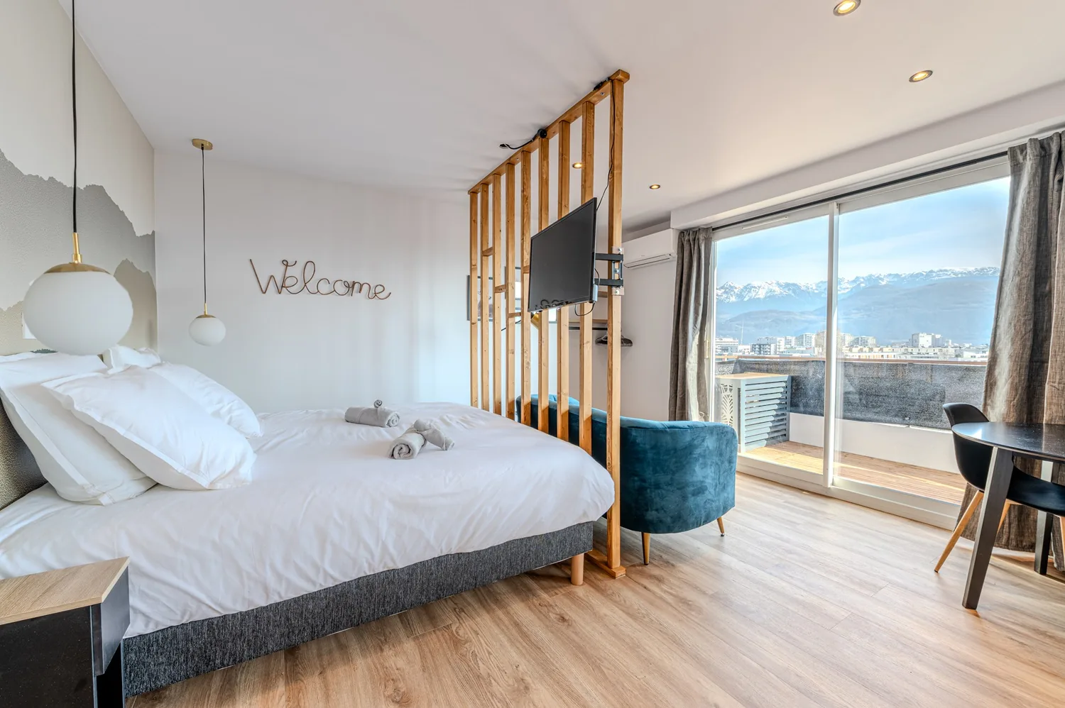 Vue coin chambre avec claustra