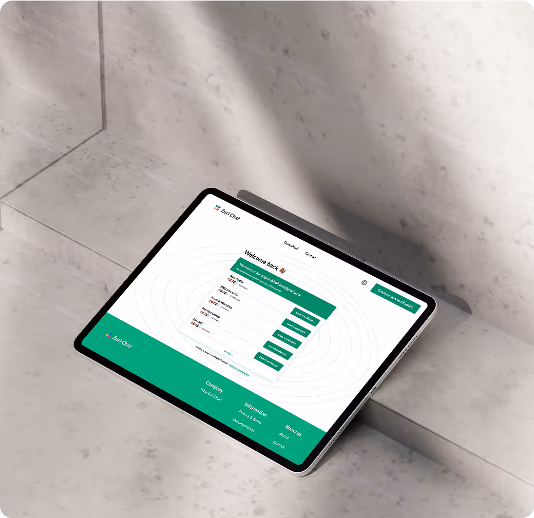 An image showing a mocked up screen of 'Zuri Chat' project on tablet