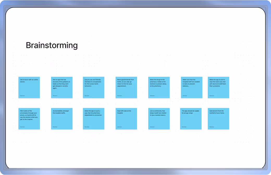 Image showing a cards generated during a brainstorming session of TaskMe mobile app