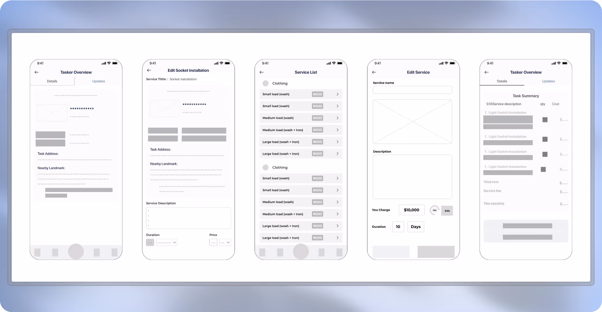 Image showing a Lo-fi of TaskMe mobile app