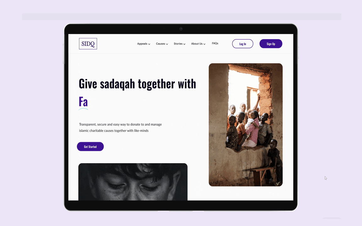 A gif showing screens from 'Sidq' project