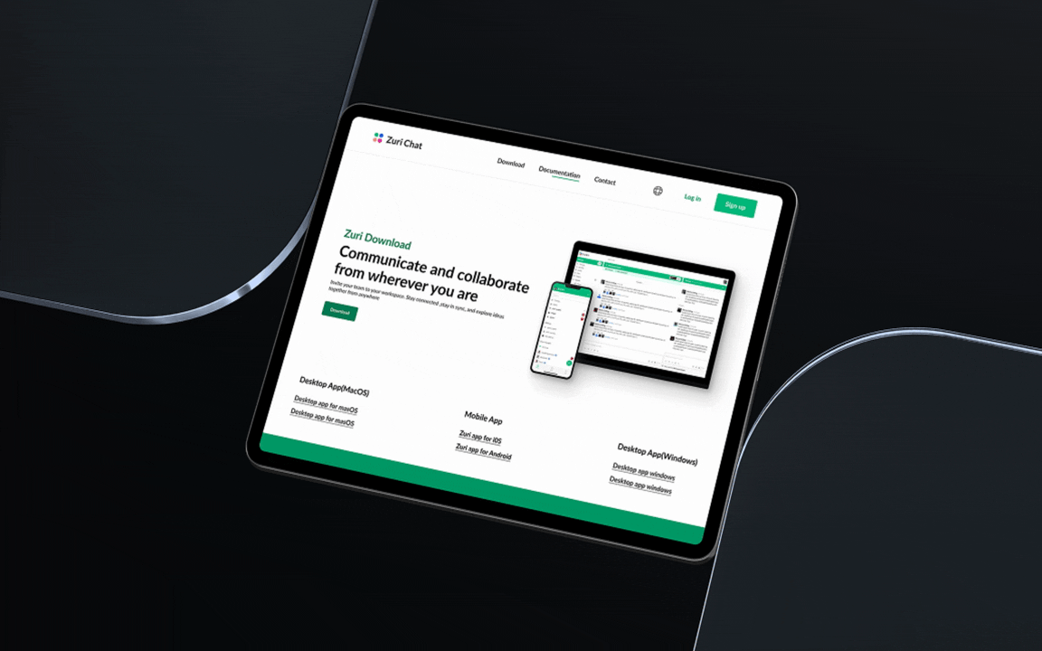 A gif showing screens from 'Zuri Chat' project