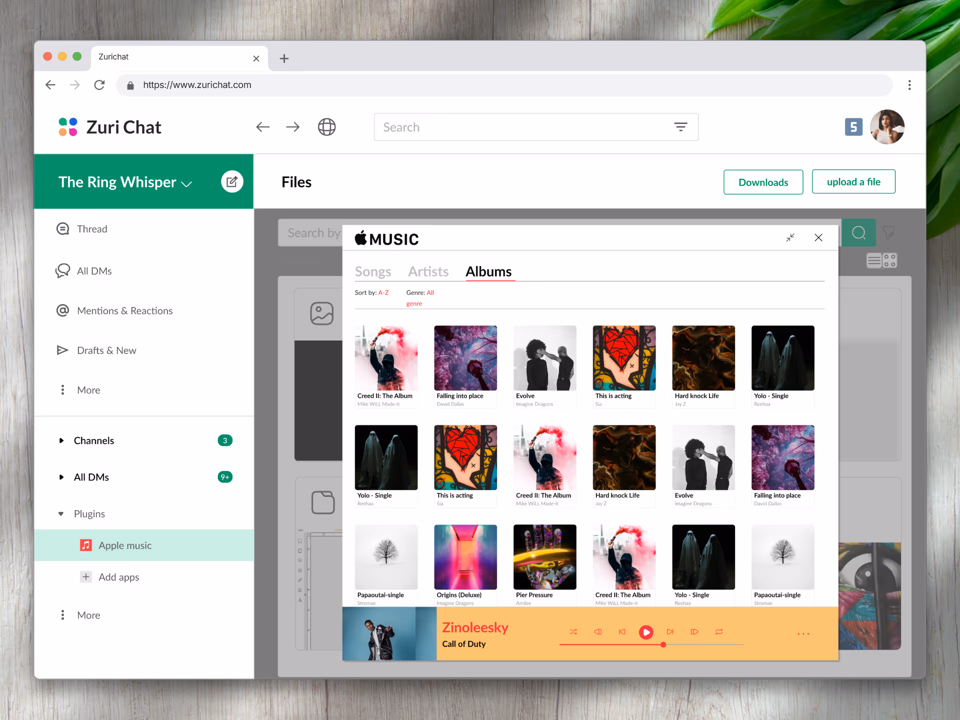 An image showing a mocked up screen of 'Zuri Chat' project on Tablet