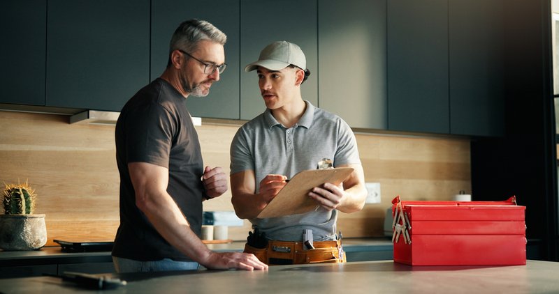 Homeowner creating a home maintenance plan.