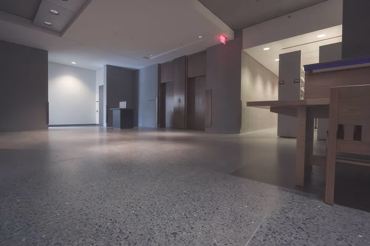 Polished concrete flooring in a upscale building
