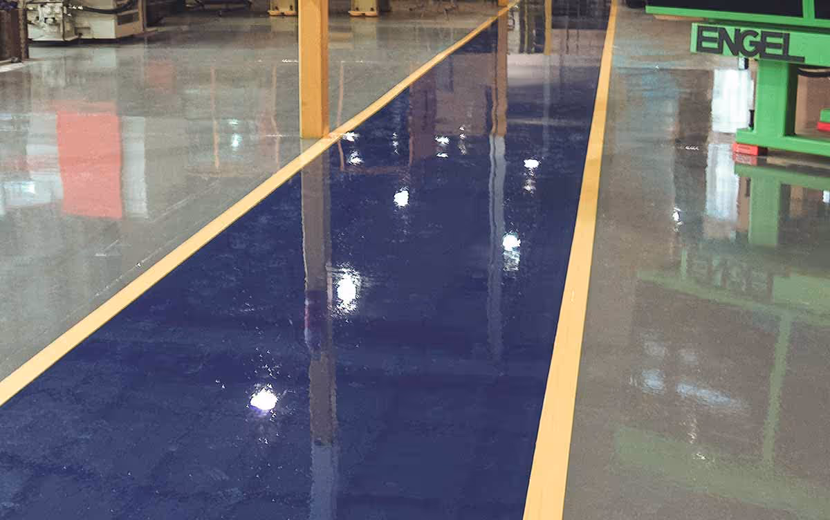 Resinous flooring in a building