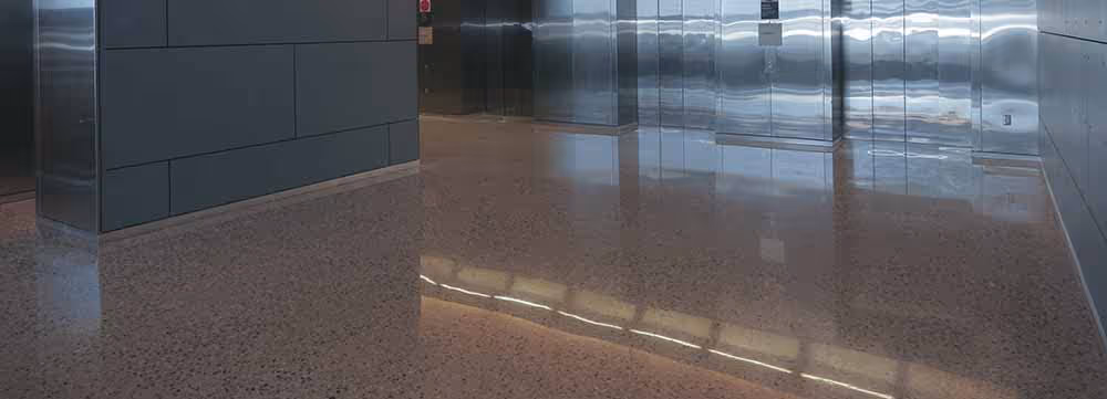 Polished concrete flooring in a commercial space